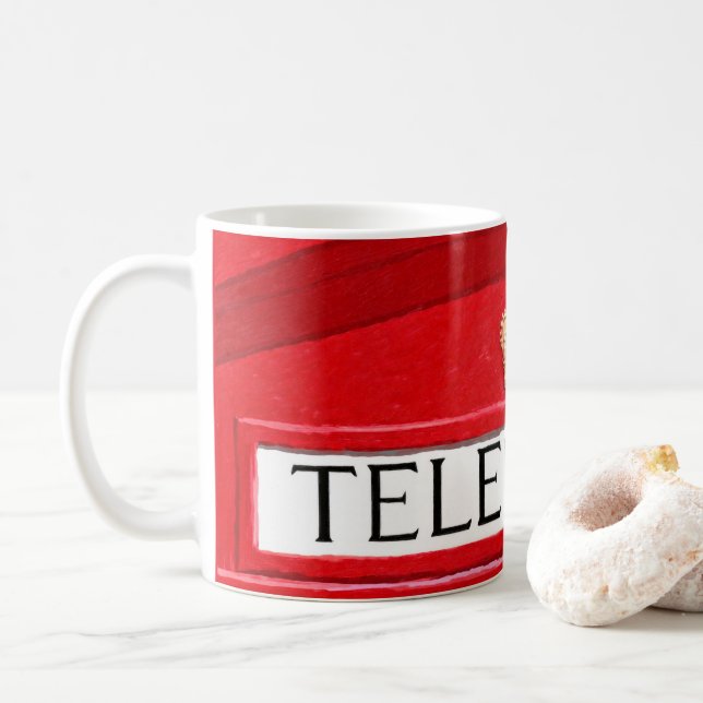 Rote Telefonzelle - klassische britische Tasse (Mit Donut)
