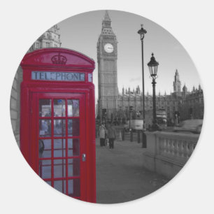 Rote Telefonzelle Londons Runder Aufkleber