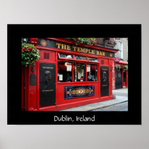 Rote Temple Bar-Kneipe in Dublin Textplakat Poster