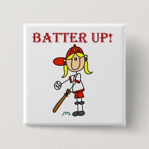 Rote Text Batter Up Mädchen Softball Shirts und Ge Button