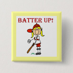 Rote Text Batter Up Mädchen Softball-Shirts und Ge Button