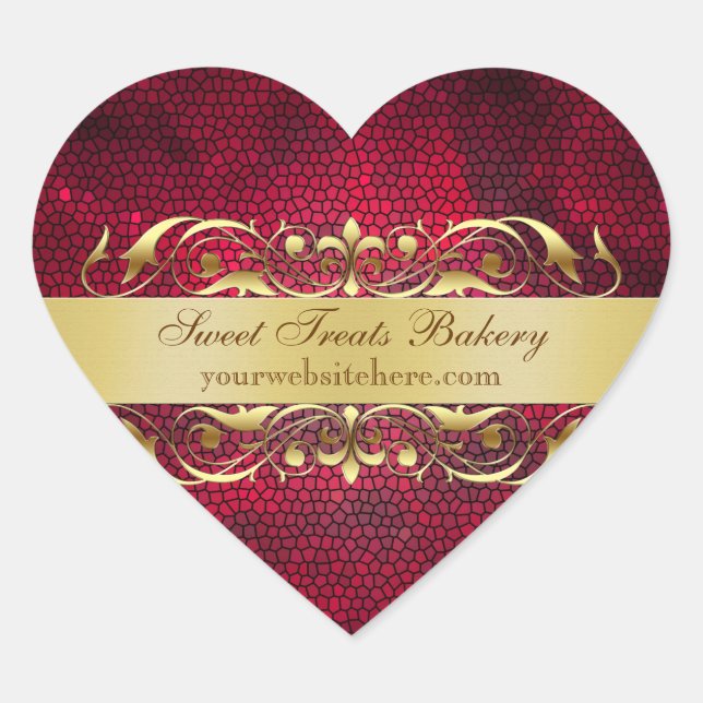 Rote Textur Herz Cupcake Backen Etikett Aufkleber (Vorderseite)