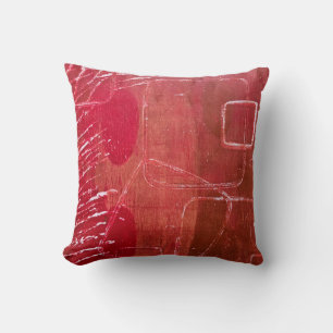 Rote Texturen, ein Gel Print Abstrakt Kissen