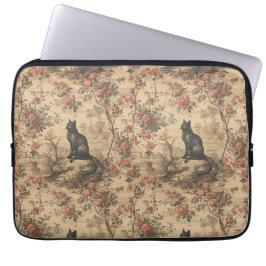 Rote Toile-Chinoiserie-Katze Damast Laptopschutzhülle