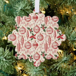 Rote Toile-Chinoiserie-Weihnachtsdekorationen Ornament Karte