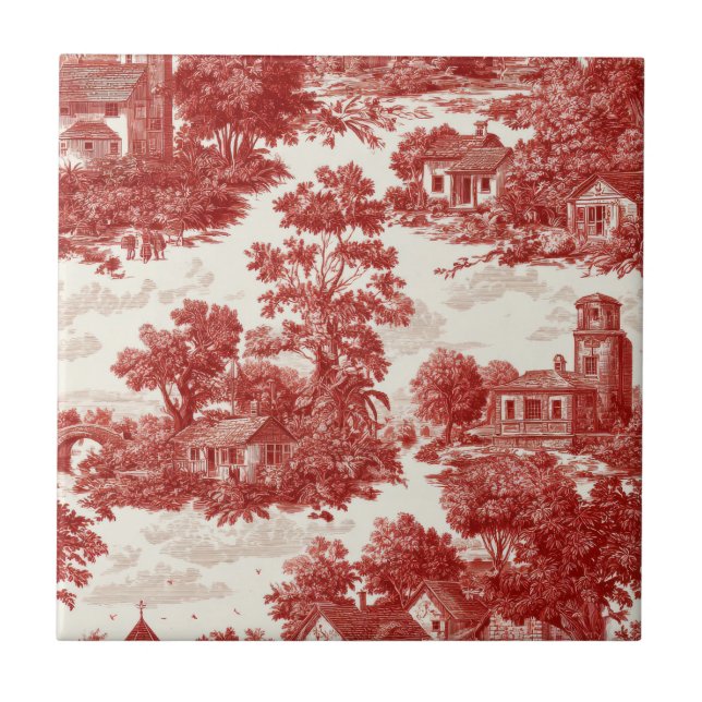 Rote Toile-Landschaftsszene (8) Fliese (Vorderseite)