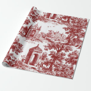 Rote Toile mit historischer Architektur und pastor Geschenkpapier