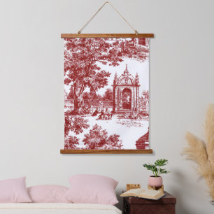 Rote Toile mit historischer Architektur und pastor Wandteppich Mit Holzrahmen