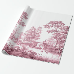 Rote Toile Vintage-Französische Decoupage Geschenkpapier