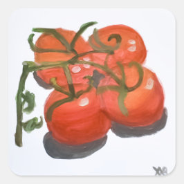 Rote Tomaten auf dem Weinberg Quadratischer Aufkleber