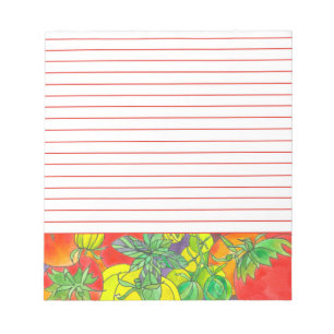 Rote Tomaten Basilikum Kräuter Wasserfarbe Rot Lin Notizblock