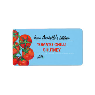 Rote Tomaten/Paradeiser blau 2 Kosmetikmarke Adressaufkleber