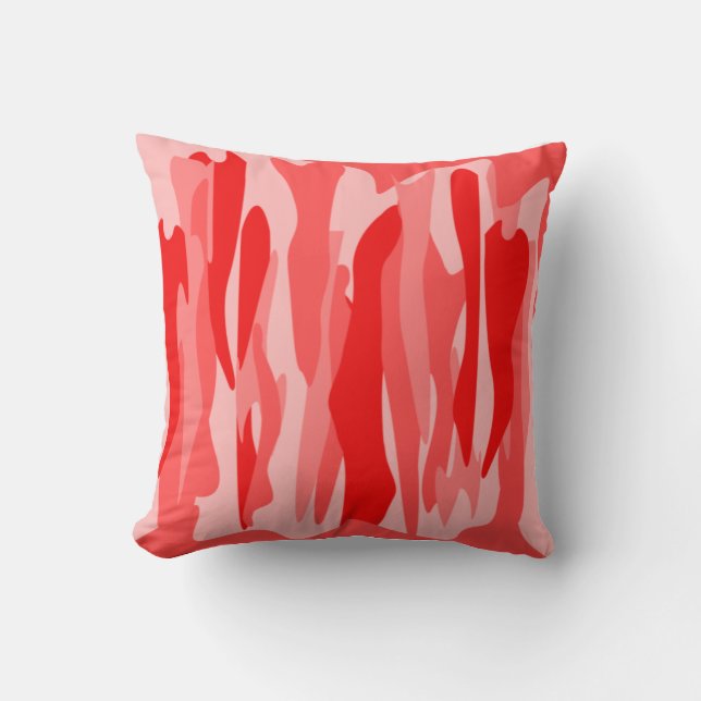 Rote Ton Abstract Camouflage  Kissen (Vorderseite)