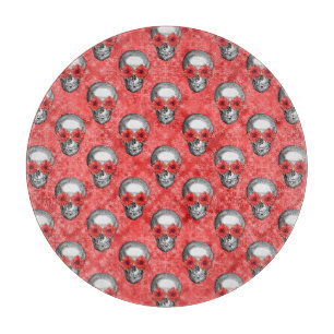 Rote Totenköpfe und Sonnenblumen-Serie Design 13  Schneidebrett