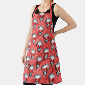 Rote Totenköpfe und Sonnenblumen-Serie Design 13 Schürze