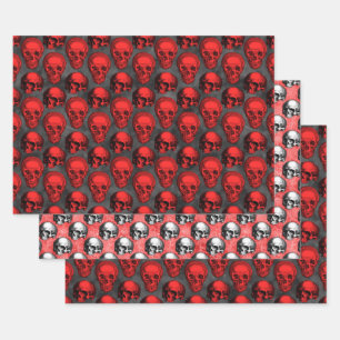 Rote Totenköpfe und Sonnenblumen Serie Design 1   Geschenkpapier Set
