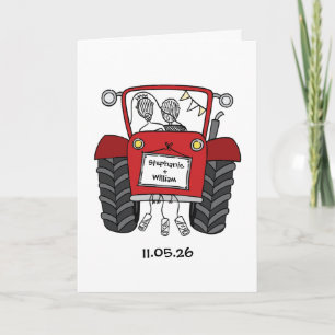 Rote Traktor Landhochzeit Karte
