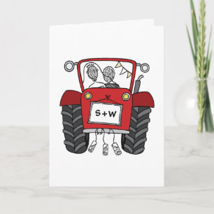 Rote Traktor Landhochzeit Karte