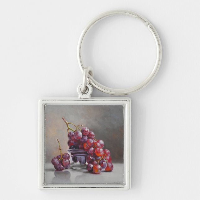 Rote Trauben Stillleben - nach Original-Ölgemälde Schlüsselanhänger (Vorne)