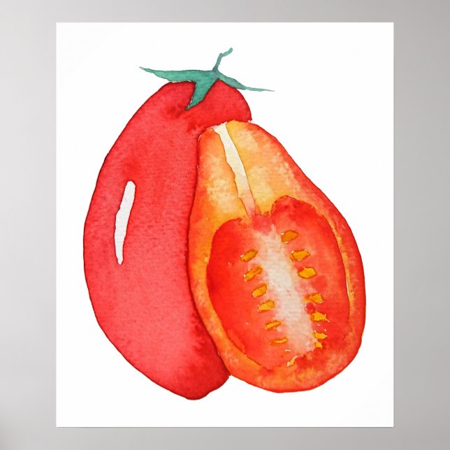 rote Traubentomate Aquarell   Poster (Vorne)