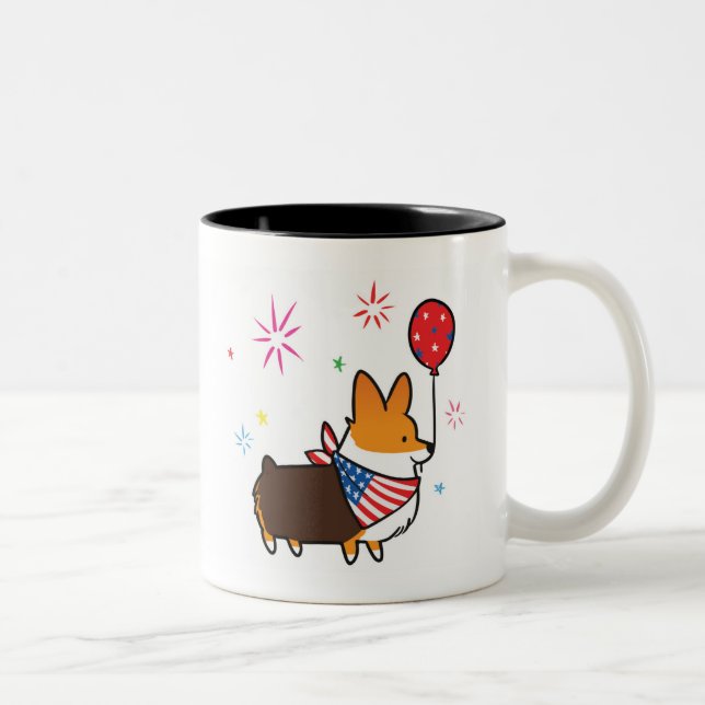 Rote Tri Farbecorgi-Amerika-Tasse | CorgiThings Zweifarbige Tasse (Rechts)