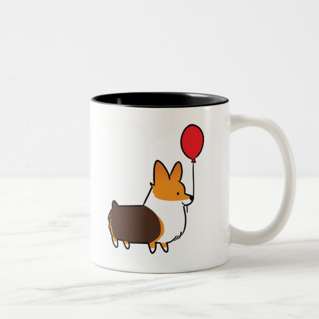 Rote Tri Farbecorgi-Ballon-Tasse | CorgiThings Zweifarbige Tasse (Rechts)