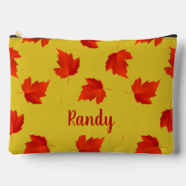 Rote trockene Blätter individuelle Name gelb Zubehörtasche