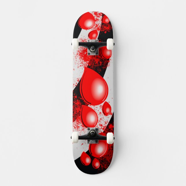 Rote Tropfen – Abstrakte Skateboard-Gestaltung Skateboard (Vorderseite)