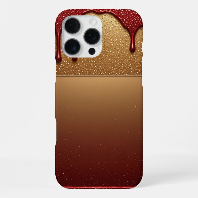 Rote tropfende Farbe funkelndes Gold Luxus Kunst G iPhone Hülle (Rückseite)