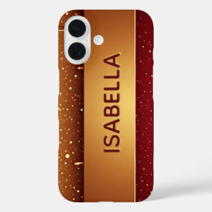 Rote tropfende Farbe über goldenem Glitter-Hinterg iPhone 16 Hülle