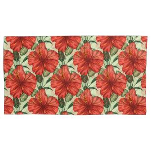 Rote tropische, nahtlose, blumenförmige Blume Kissenbezug