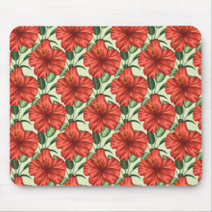 Rote tropische, nahtlose, blumenförmige Blume Mousepad