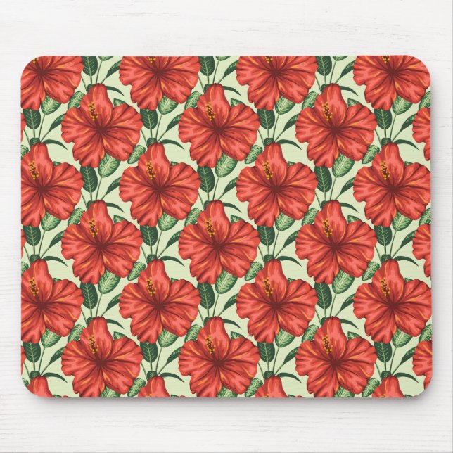 Rote tropische, nahtlose, blumenförmige Blume Mousepad (Vorne)