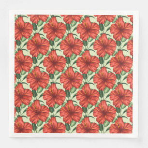 Rote tropische, nahtlose, blumenförmige Blume Serviette