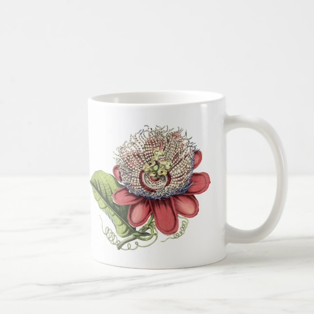 Rote tropische Passionsblume-Blume Kaffeetasse (Rechts)