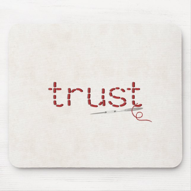 rote TRUST-Textnachricht mit Nadel Mousepad (Vorne)