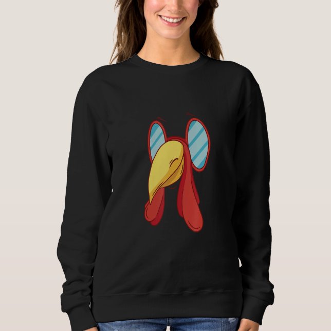 Rote Truthahn-Gesichtsmaske Tier mit Brille Design Sweatshirt (Vorderseite)