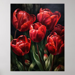 Rote Tulip Blume Art Print Poster