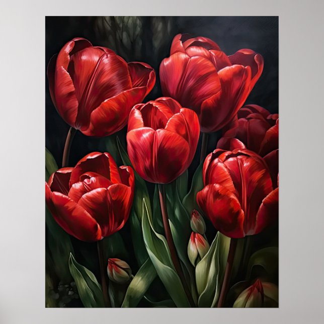 Rote Tulip Blume Art Print Poster (Vorne)