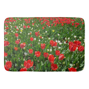 Rote Tulip Blume Naturfotografie Badematte