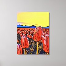 Rote Tulip Feldmalerei Stretchierte Canvas Print