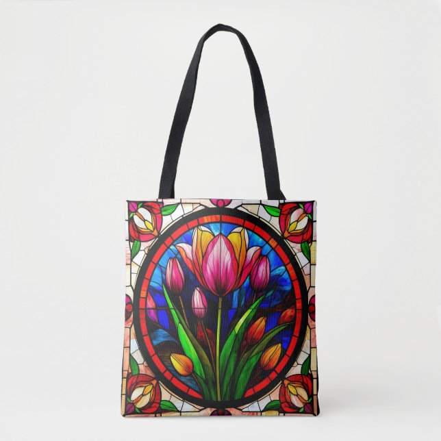 Rote Tulip und farbenfrohe Blumenmotive (Vorderseite)