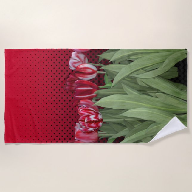 Rote Tulips auf Gradient Strandtuch (Vorderseite)