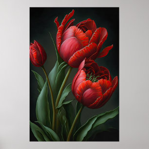 Rote Tulips Blume Art Print Poster