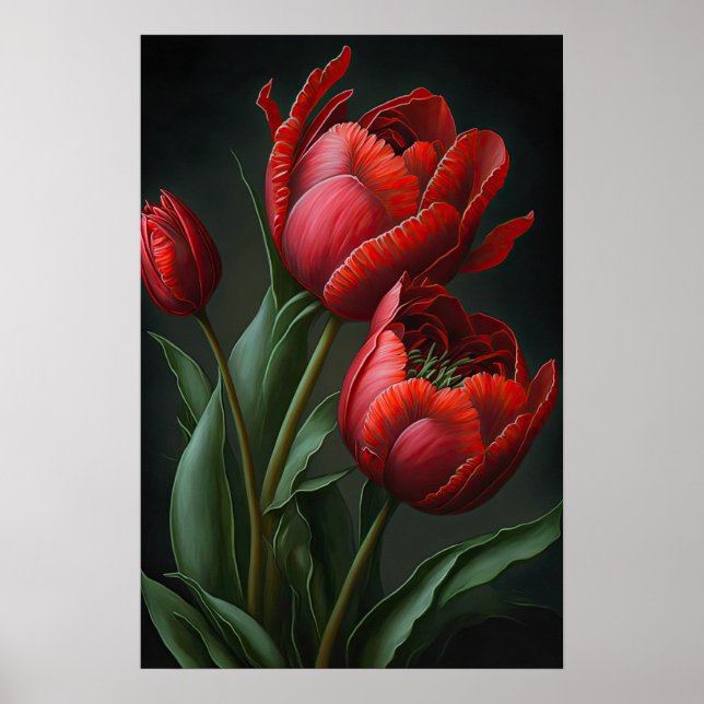Rote Tulips Blume Art Print Poster (Vorne)