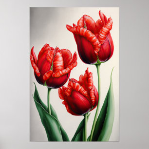 Rote Tulips Blume Art Print Poster