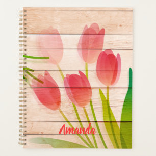 Rote Tulips im Hintergrund für sauberes Holz Planer