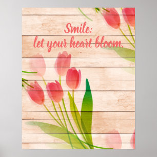 Rote Tulips im Hintergrund für sauberes Holz Poster