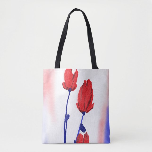 Rote Tulips mit Blau (Vorderseite)
