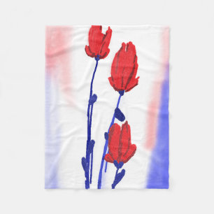 Rote Tulips mit Blau Fleecedecke